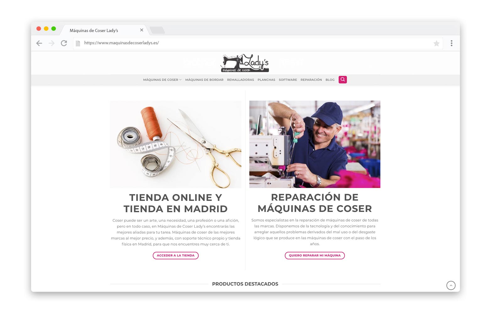 Diseño web Valladolid - MÁQUINAS DE COSER LADY'S