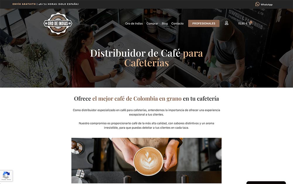 Desarrollo tienda online - Café Oro de Indias